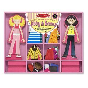 Melissa And Doug Abby And Emma‎ Deluxe Magnetic Wooden Dress Up Dolls Play Set